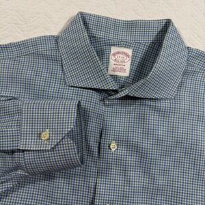 Brooks Brothers Madison Button Down Mens 17-35 Blue Green Check Supima Cotton
